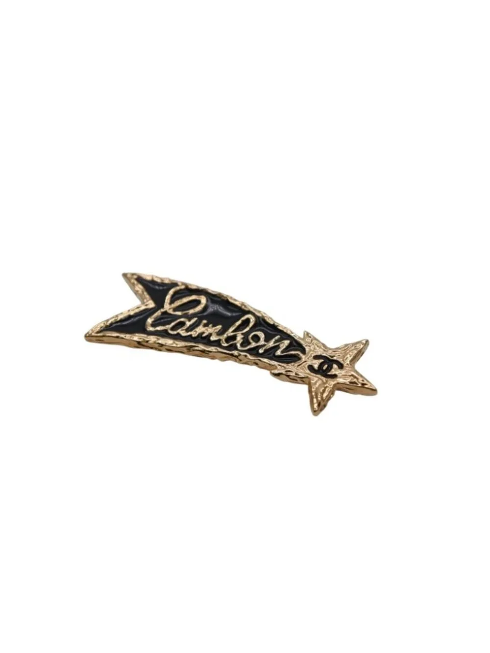 Chanel Brooch Shooting Star CC Logo Cambon Resin Metal Gold Black